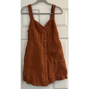Rust Button-Front Linen Blend Sundress